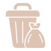 Trash can and garbage bag icon.