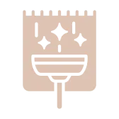 Cleaning broom with sparkling stars icon.