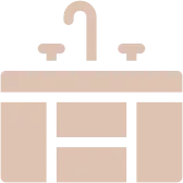 Kitchen sink icon with two faucets.